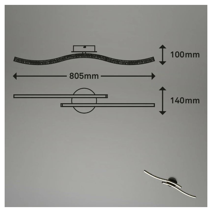 Briloner 3718-025 - Kiinteä LED-kattokruunu REY 2xLED/6W/230V musta