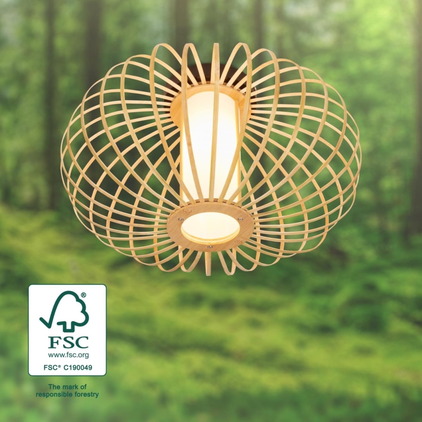 Briloner 3759011 - Kattovalo 1xE27/10W/230V halkaisija 40 cm bambu
