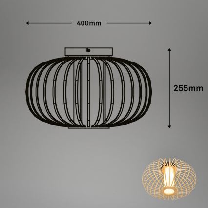 Briloner 3759011 - Kattovalo 1xE27/10W/230V halkaisija 40 cm bambu