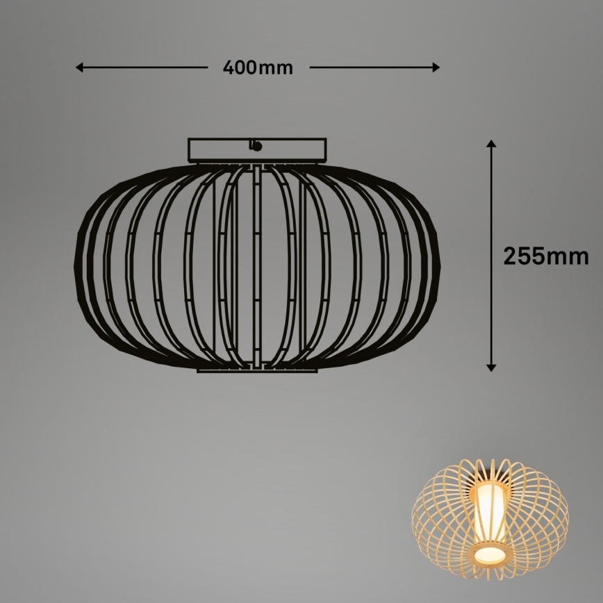 Briloner 3759011 - Kattovalo 1xE27/10W/230V halkaisija 40 cm bambu