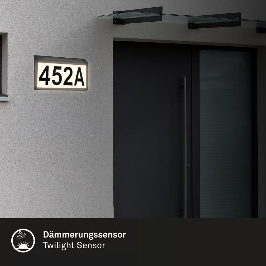 Briloner 3797015 - LED-aurinkokäyttöinen talonumerovalaisin LED/0,5W/1,2V 1200 mAh IP44