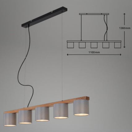 Briloner 4075-054 - Riippuvalaisin johdolla 5xE14/25W/230V