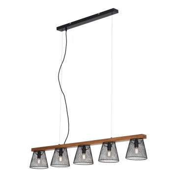 Briloner 4077-055 - Riippuvalaisin vaijerilla WOOD & STYLE 5xE14/25W/230V kumipuusta
