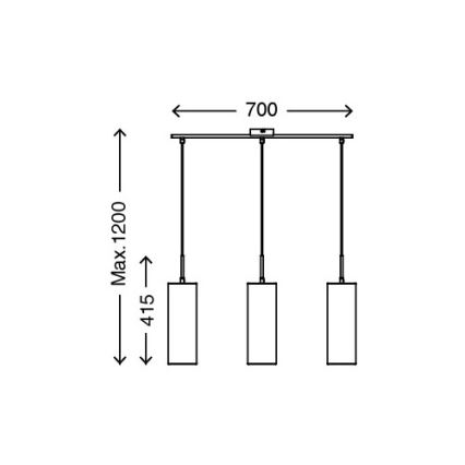 Briloner 4712-034 - Kattokruunu narulla 3xE27/25W/230V