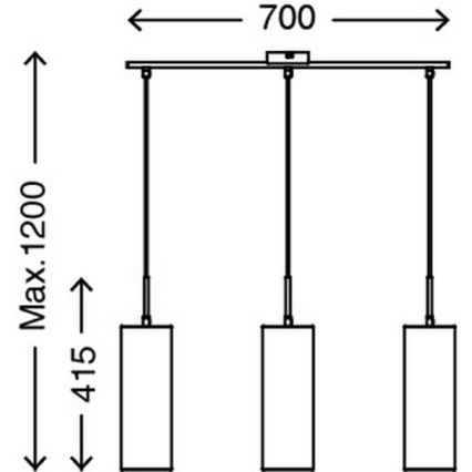 Briloner 4712-037 - Kattokruunu narulla 3xE27/25W/230V