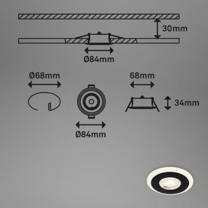 Briloner 7039-035 - SETTI 3x LED Kylpyhuoneen upotettava valo LED/5W/230V IP44