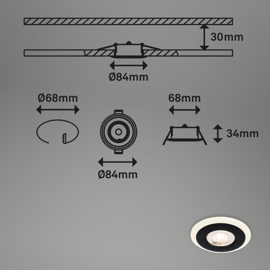 Briloner 7039-035 - SETTI 3x LED Kylpyhuoneen upotettava valo LED/5W/230V IP44