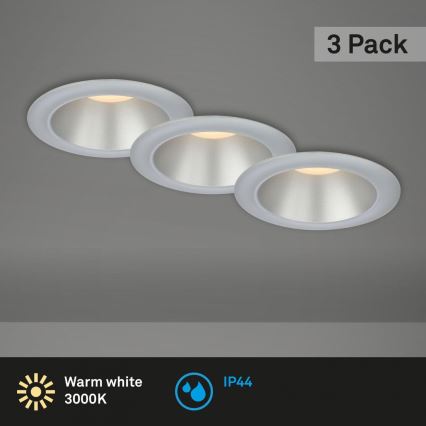 Briloner 7041-034 - SETTI 3x LED Kylpyhuoneen upotettava valo LED/4,9W/230V IP44 hopea