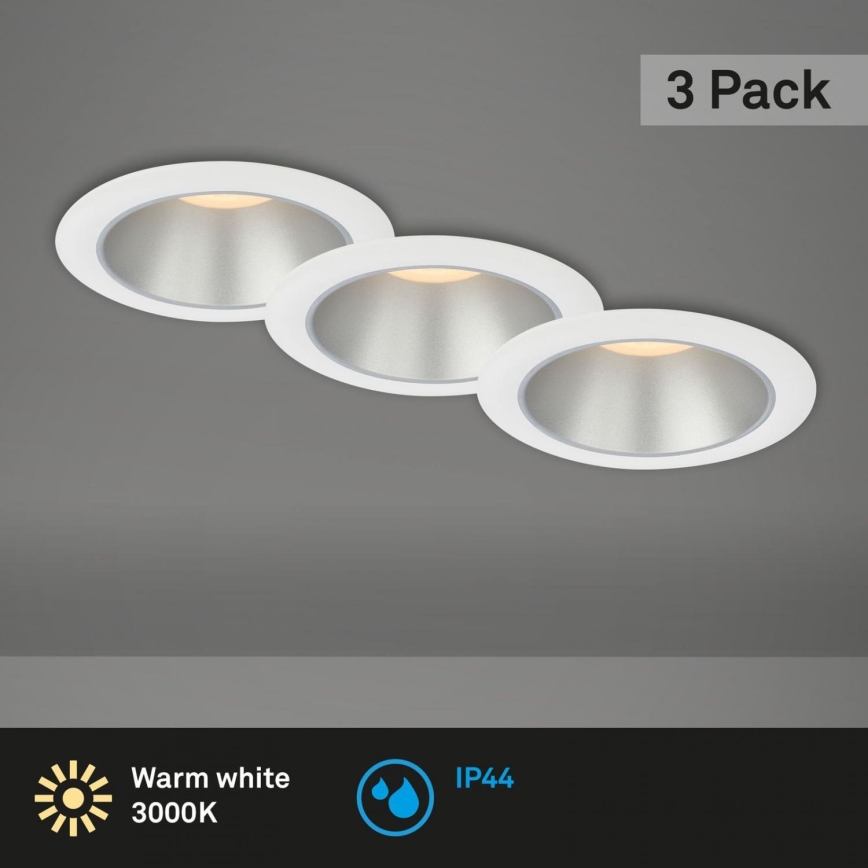 Briloner 7041-036 - SETTI 3x LED Kylpyhuoneen upotettava valo LED/4,9W/230V IP44 valkoinen