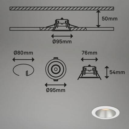 Briloner 7041-036 - SETTI 3x LED Kylpyhuoneen upotettava valo LED/4,9W/230V IP44 valkoinen