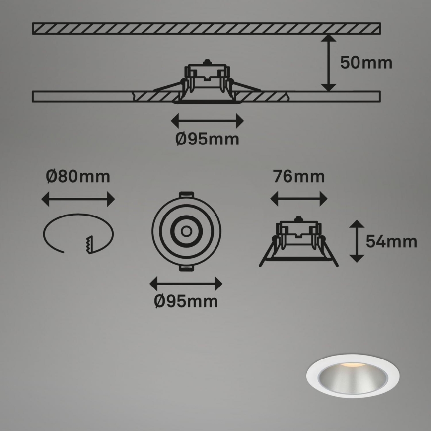 Briloner 7041-036 - SETTI 3x LED Kylpyhuoneen upotettava valo LED/4,9W/230V IP44 valkoinen