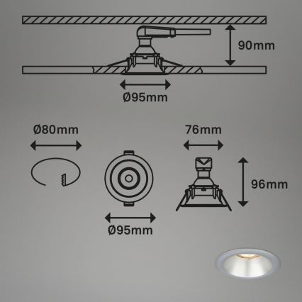 Briloner 7042-034 - SETTI 3x Kylpyhuoneen upotettu valo 1xGU10/9W/230V IP23 hopea