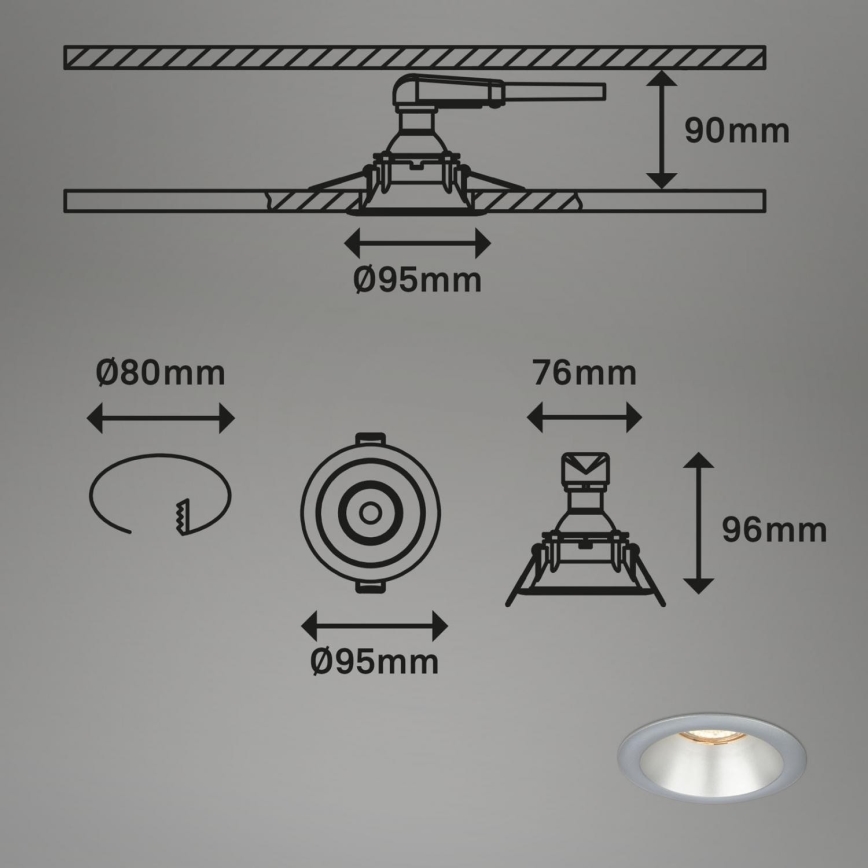 Briloner 7042-034 - SETTI 3x Kylpyhuoneen upotettu valo 1xGU10/9W/230V IP23 hopea