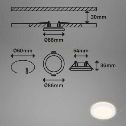 Briloner 7055-036 - SETTI 3x LED Kylpyhuoneen upotettava valo LED/3W/230V IP44