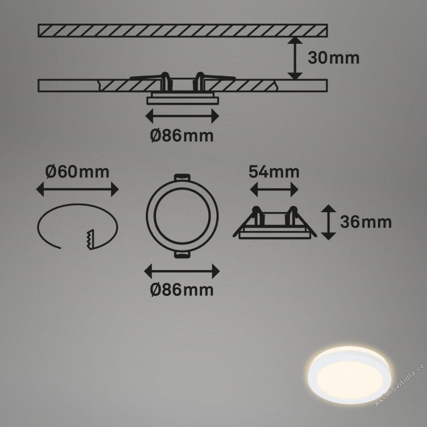 Briloner 7055-036 - SETTI 3x LED Kylpyhuoneen upotettava valo LED/3W/230V IP44