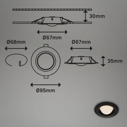 Briloner 7056-035 - SETTI 3x LED Kylpyhuoneen upotettava valo LED/3W/230V IP44