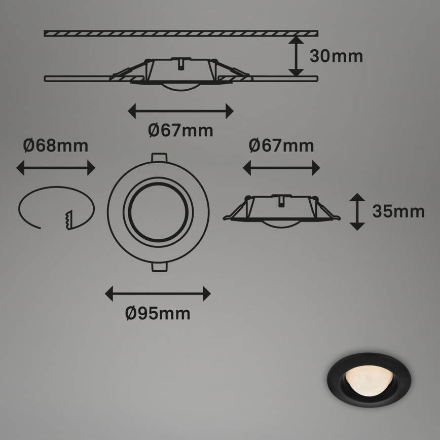 Briloner 7056-035 - SETTI 3x LED Kylpyhuoneen upotettava valo LED/3W/230V IP44