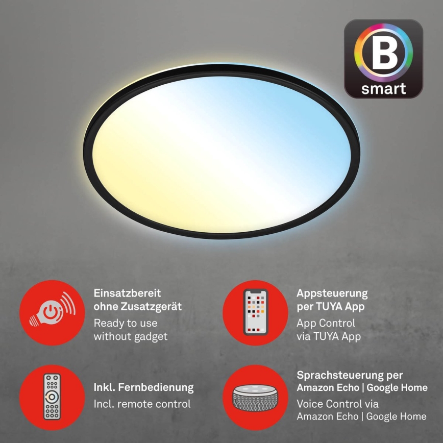 Briloner 7059-015 - Himmennettävä LED-kattovalaisin SLIM LED/22W/230V 2700-6500K Wi-Fi Tuya + kauko-ohjaus