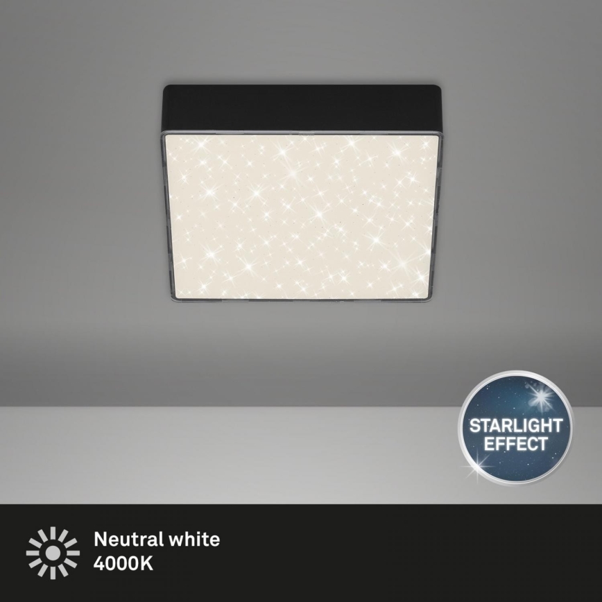 Briloner 7076-415 - LED-kattovalaisin STAR SKY LED/11W/230V 4000K 15x15 cm musta