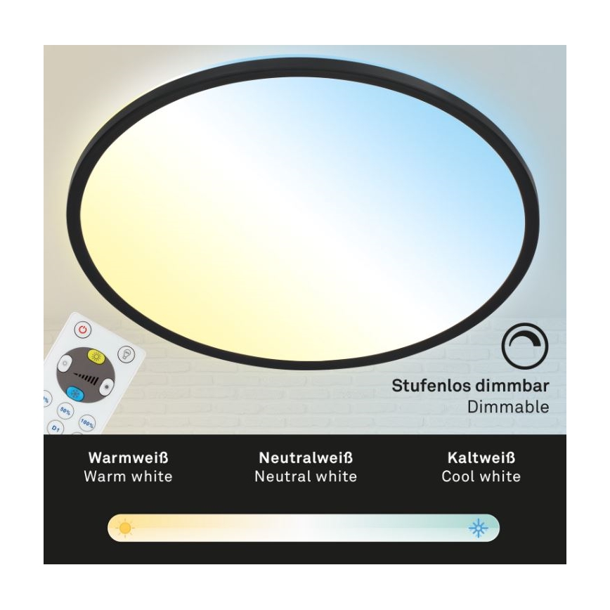 Briloner 7079-015 - Himmennettävä LED-kattovalaisin SLIM LED/18W/230V 2700-6500K + kauko-ohjaus