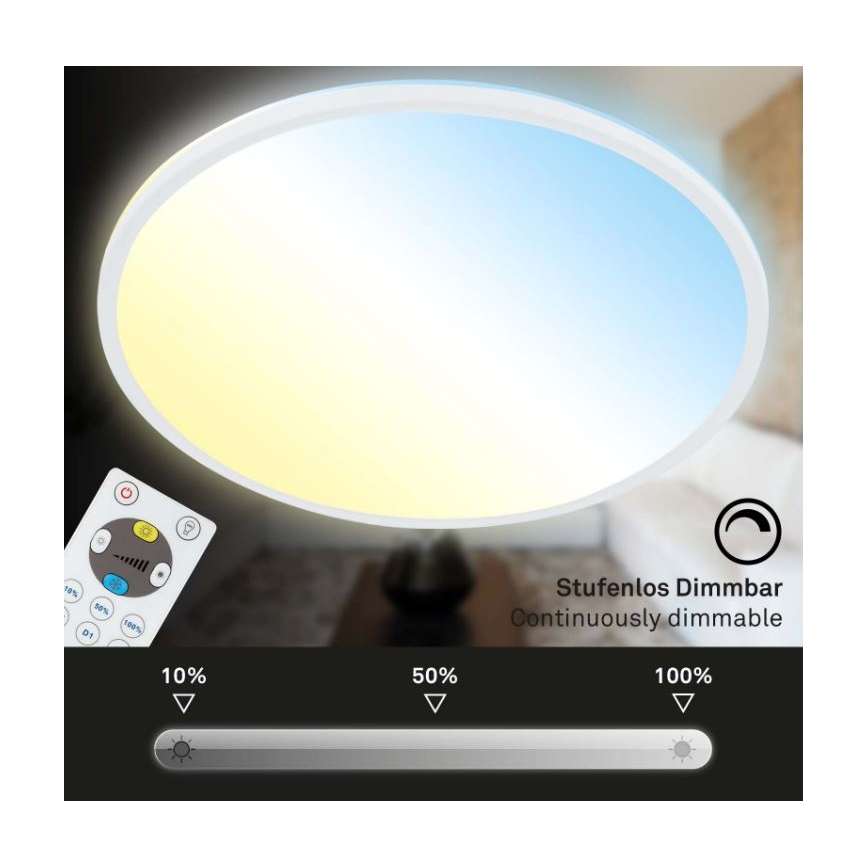 Briloner 7079-016 - Himmennettävä LED-kattovalaisin SLIM LED/18W/230V 2700-6500K + kauko-ohjaus