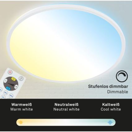 Briloner 7079-016 - Himmennettävä LED-kattovalaisin SLIM LED/18W/230V 2700-6500K + kauko-ohjaus
