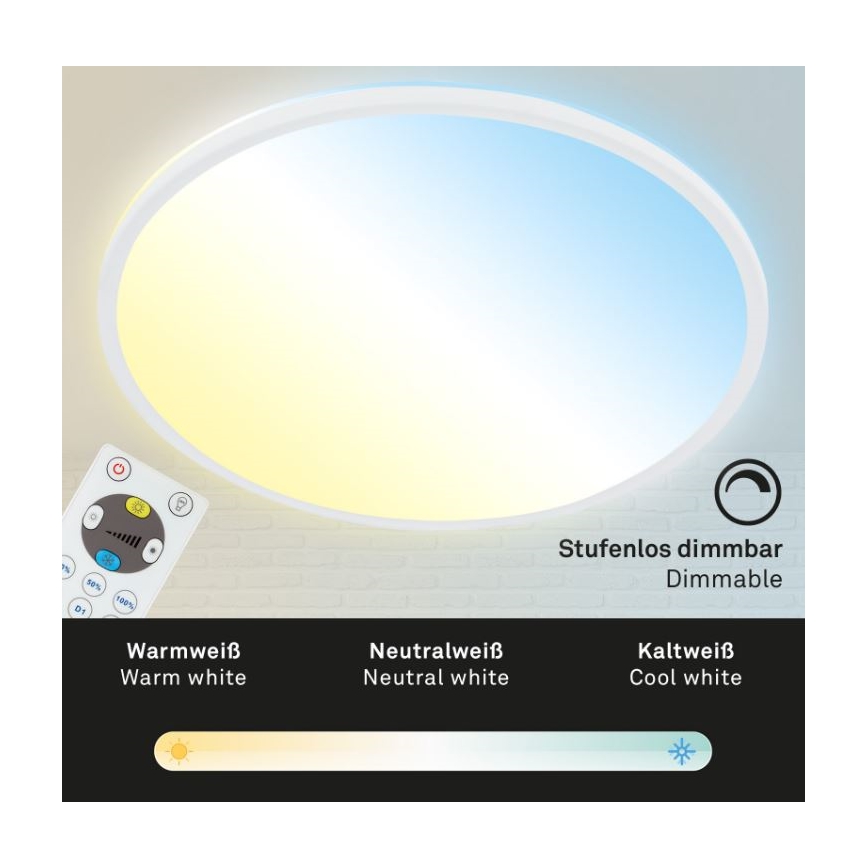 Briloner 7079-016 - Himmennettävä LED-kattovalaisin SLIM LED/18W/230V 2700-6500K + kauko-ohjaus