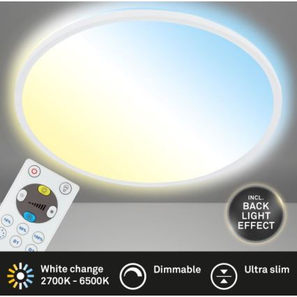 Briloner 7079-016 - Himmennettävä LED-kattovalaisin SLIM LED/18W/230V 2700-6500K + kauko-ohjaus