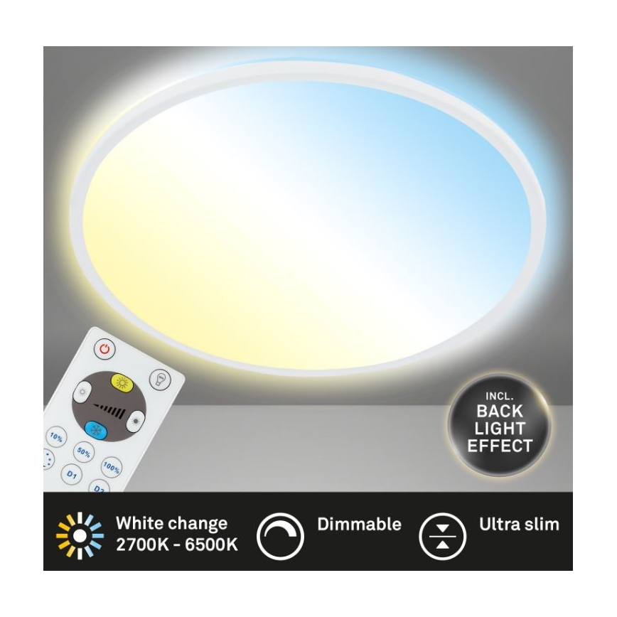 Briloner 7079-016 - Himmennettävä LED-kattovalaisin SLIM LED/18W/230V 2700-6500K + kauko-ohjaus