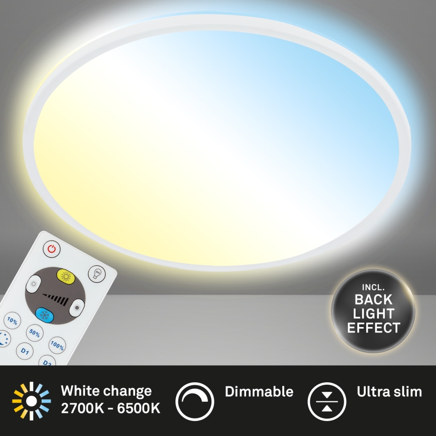Briloner 7080-016 - Himmennettävä LED-kattovalaisin SLIM LED/22W/230V 2700-6500K + kauko-ohjaus