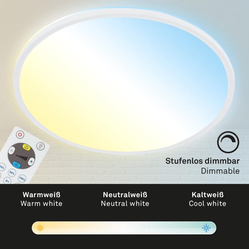 Briloner 7080-016 - Himmennettävä LED-kattovalaisin SLIM LED/22W/230V 2700-6500K + kauko-ohjaus