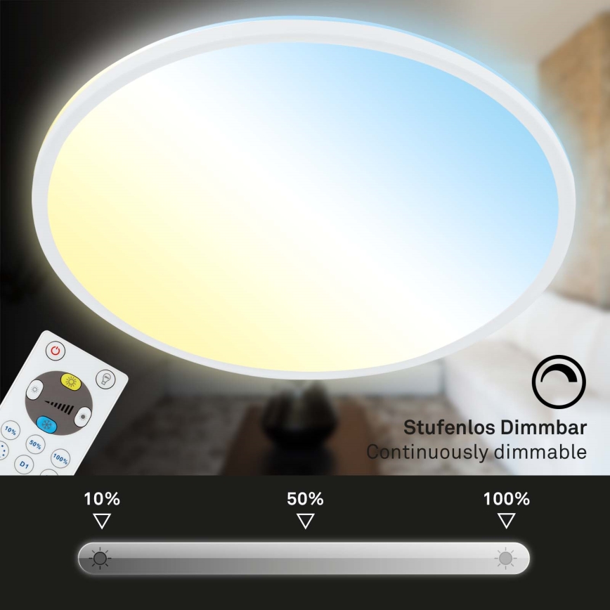Briloner 7080-016 - Himmennettävä LED-kattovalaisin SLIM LED/22W/230V 2700-6500K + kauko-ohjaus