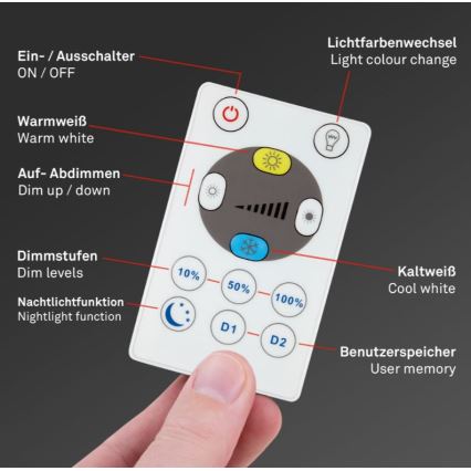 Briloner 7082-016 - Himmennettävä LED-kattovalaisin SLIM LED/22W/230V 2700-6500K + kauko-ohjaus