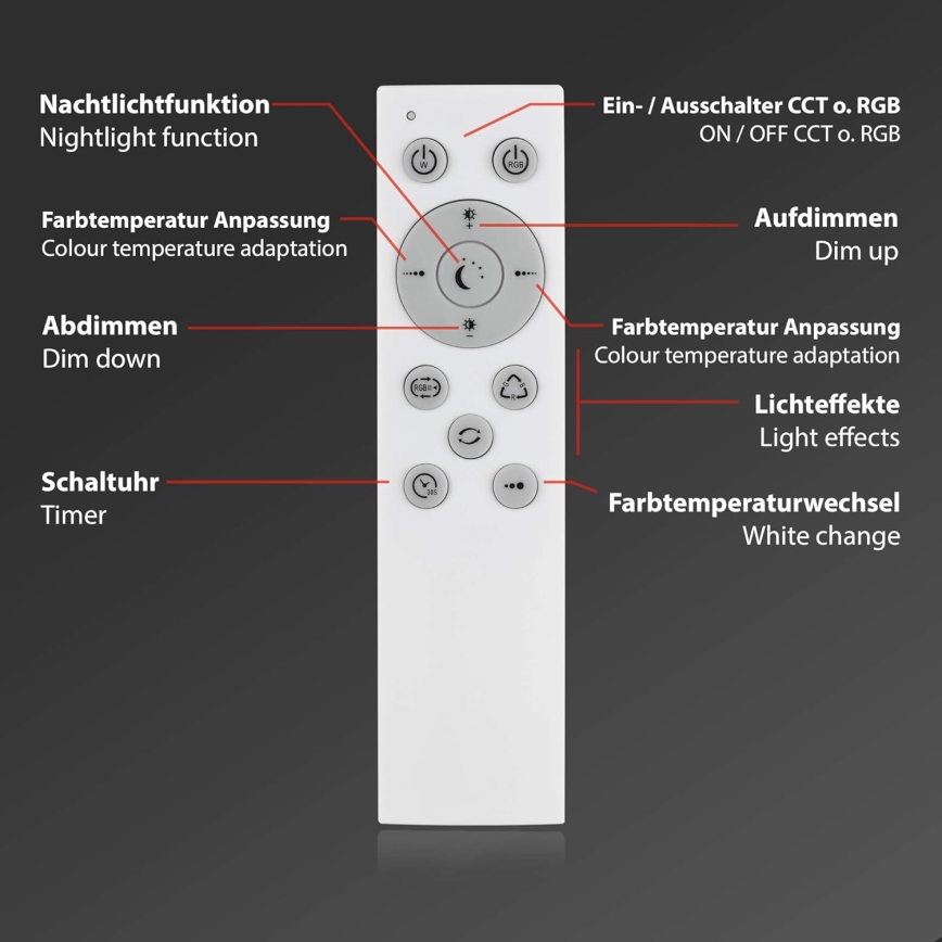 Briloner 7087-016 - LED RGBW Himmennysvalo SMART LED/24W/230V 3000-6500K Wi-Fi Tuya + kauko-ohjaus