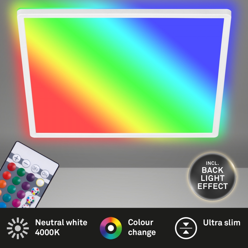 Briloner 7091-416 - LED RGBW Himmennettävä kattovalo SLIM LED/22W/230V + kauko-ohjaus