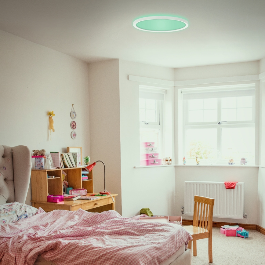 Briloner 7092-416 - RGBW Himmennettävä kattovalaisin SLIM LED/15W/230V + kauko-ohjaus