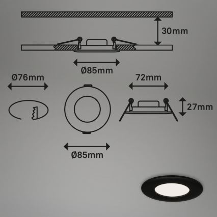 Briloner 7113-415 - LED Kylpyhuoneen upotettava valo FLAT LED/5W/230V IP44
