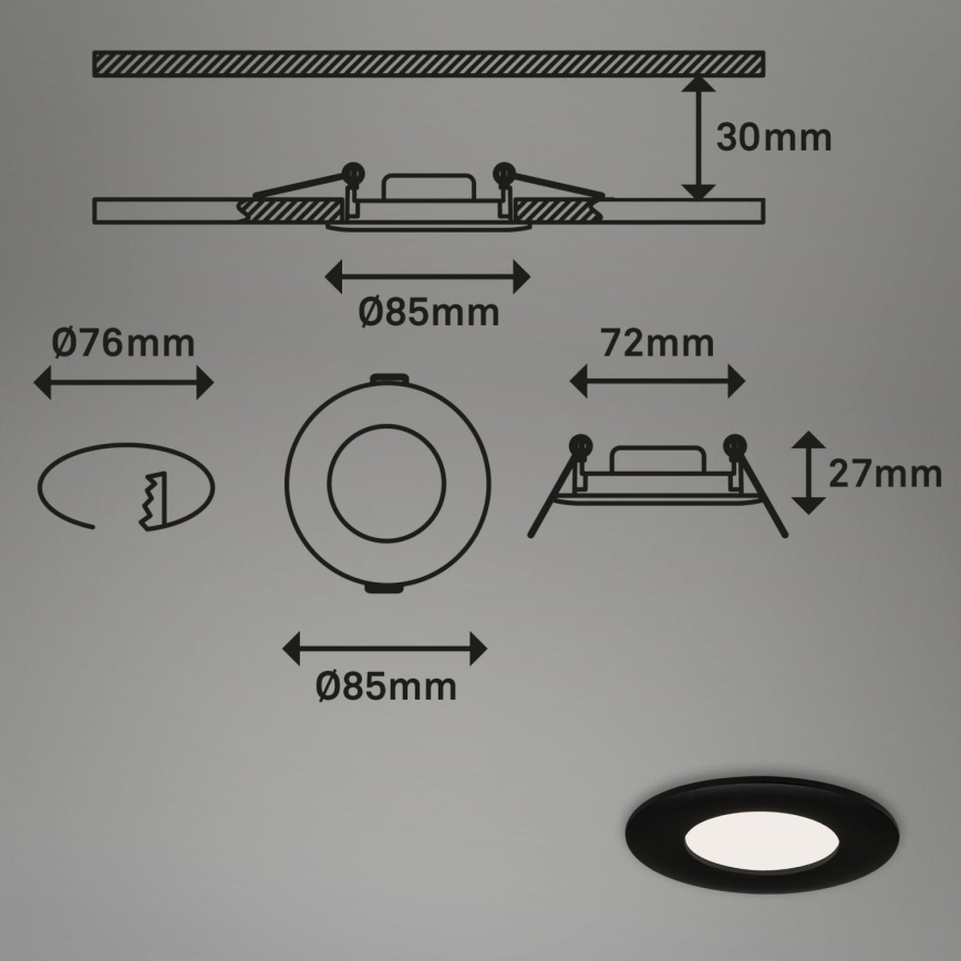 Briloner 7113-415 - LED Kylpyhuoneen upotettava valo FLAT LED/5W/230V IP44