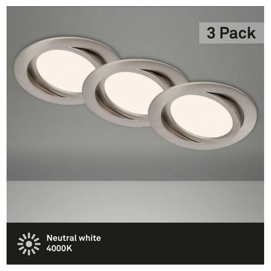 Briloner 7116-432 - SETTI 3x LED Kylpyhuoneen upotettava valo FLAT IN LED/9W/230V IP23