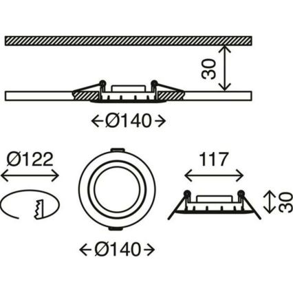 Briloner 7116-432 - SETTI 3x LED Kylpyhuoneen upotettava valo FLAT IN LED/9W/230V IP23