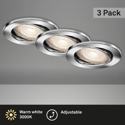 Briloner 7144-038 - SETTI 3x LED Kylpyhuoneen upotettava valo SLIDE GU10/3,5W/230V IP23