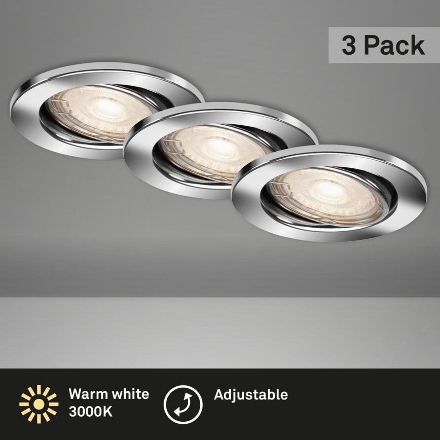 Briloner 7144-038 - SETTI 3x LED Kylpyhuoneen upotettava valo SLIDE GU10/3,5W/230V IP23