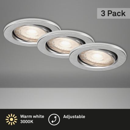 Briloner 7144-039 - Setti 3x LED Kylpyhuoneen upotettava valo SLIDE 1xGU10/4W/230V IP23