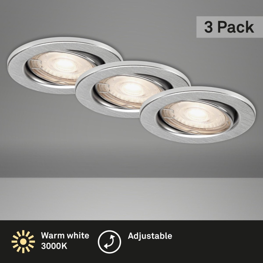 Briloner 7144-039 - Setti 3x LED Kylpyhuoneen upotettava valo SLIDE 1xGU10/4W/230V IP23
