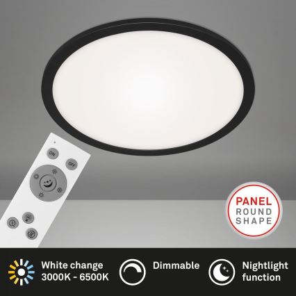 Briloner 7168-015 - Himmennettävä LED-kattovalaisin PIATTO LED/22W/230V 3000-6500K halkaisija 40 cm musta + kauko-ohjaus