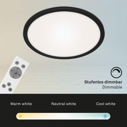 Briloner 7168-015 - Himmennettävä LED-kattovalaisin PIATTO LED/22W/230V 3000-6500K halkaisija 40 cm musta + kauko-ohjaus
