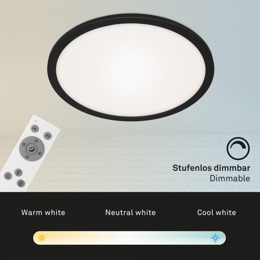 Briloner 7168-015 - Himmennettävä LED-kattovalaisin PIATTO LED/22W/230V 3000-6500K halkaisija 40 cm musta + kauko-ohjaus