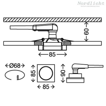 Briloner 7200-016 - LED Kylpyhuoneen upotettava valo ATTACH 1xGU10/3W/230V IP23