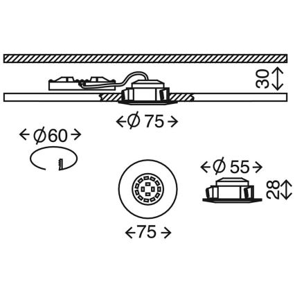 Briloner 7204-031 - SETTI 3x LED Kylpyhuoneen upotettava valo ATTACH LED/5W/230V IP44