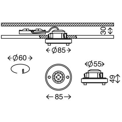 Briloner 7214-012 - LED Kylpyhuoneen upotettava valo ATTACH LED/5W/230V IP44